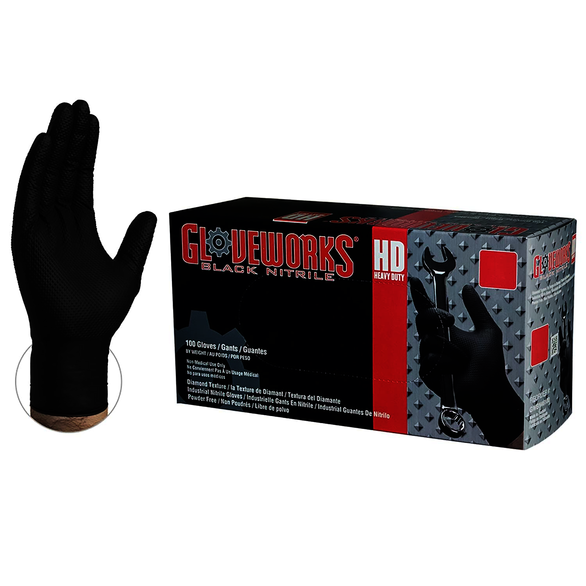 ammex gloveworks hd industrial black nitrile gloves